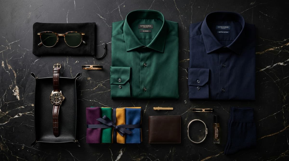 Premium fashion accessories flat lay